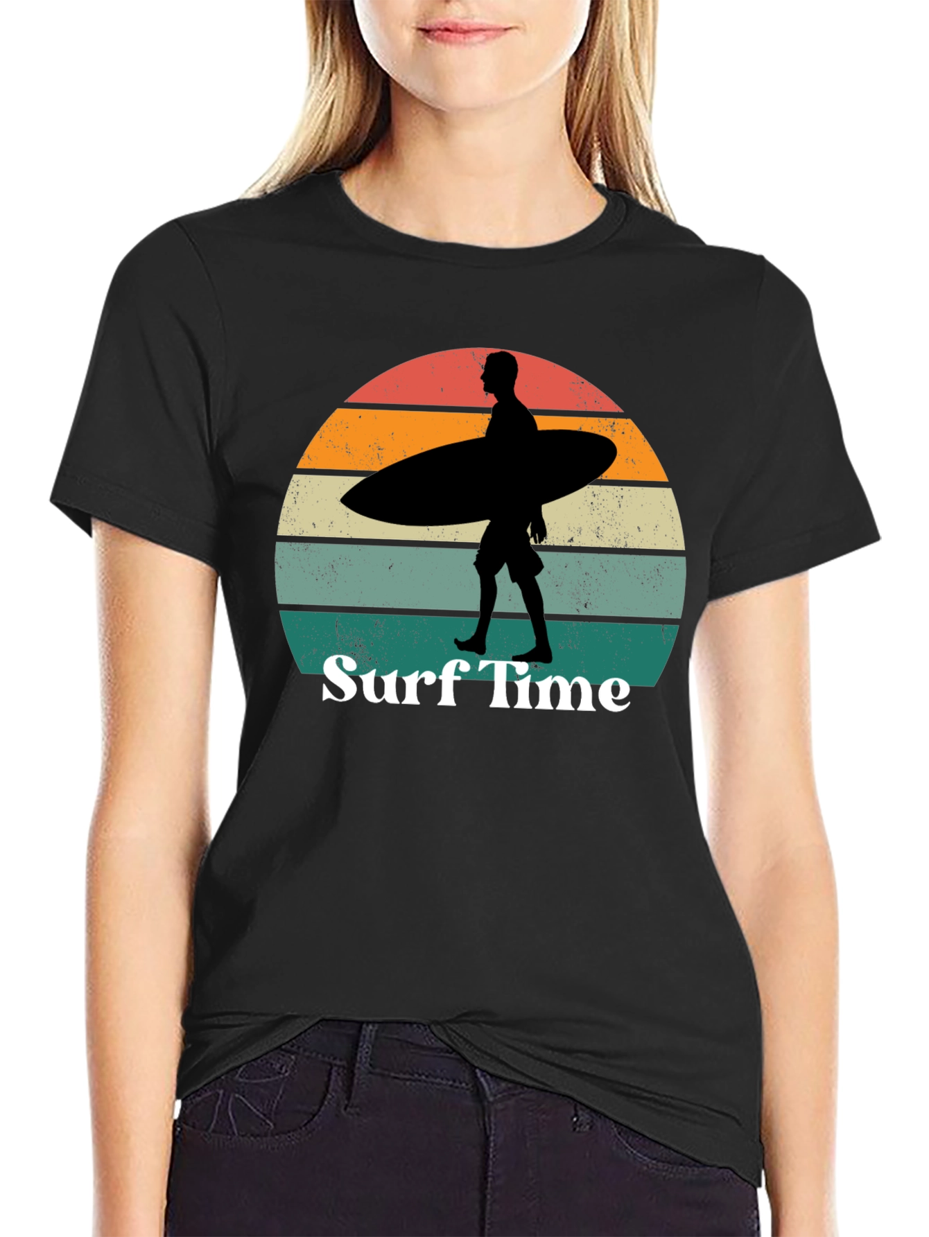Surf Time Graphic Tee - Retro Sunset Surfer T-Shirt - 2