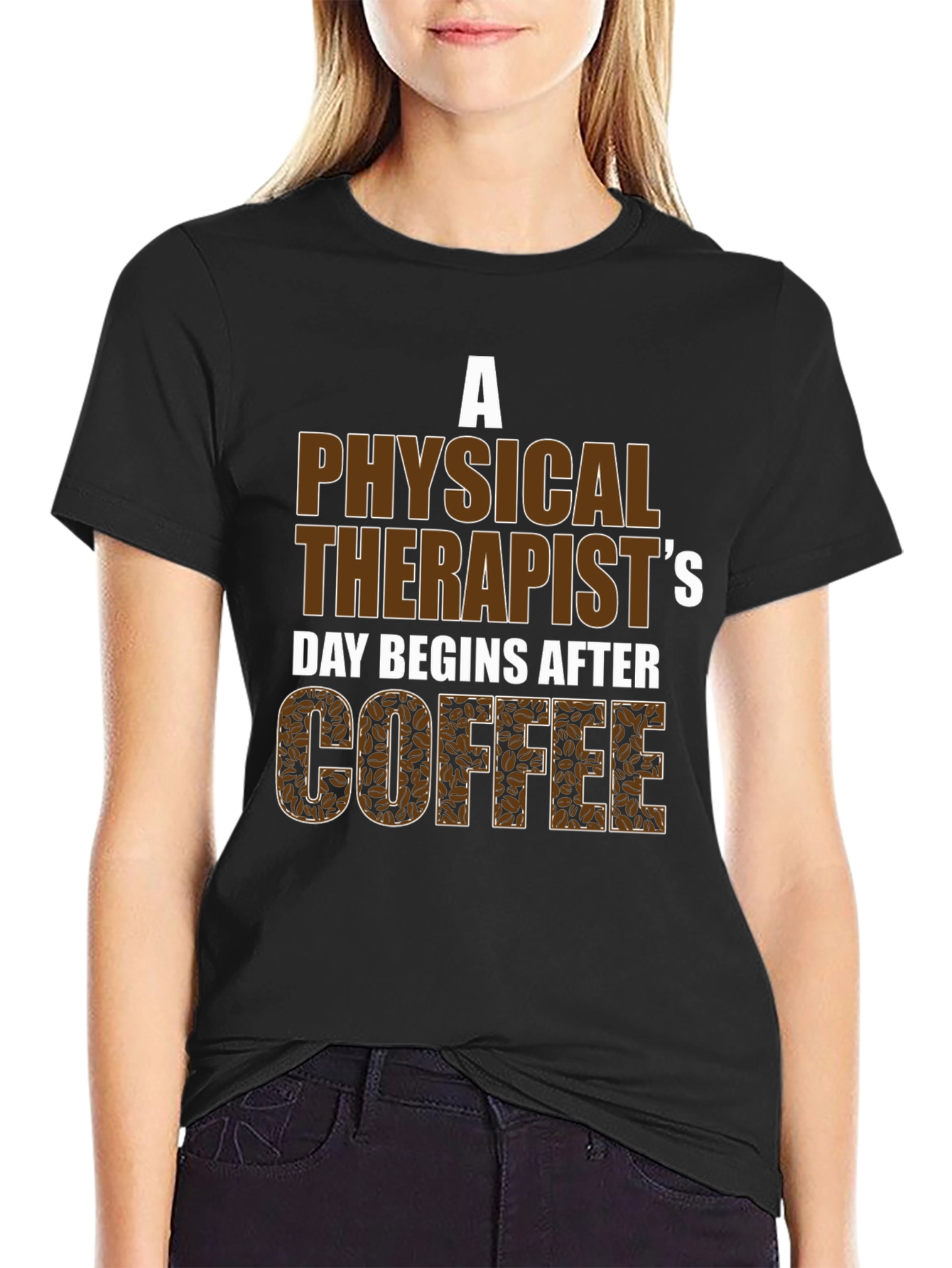 Black Physical Therapist Coffee T-Shirt view 2