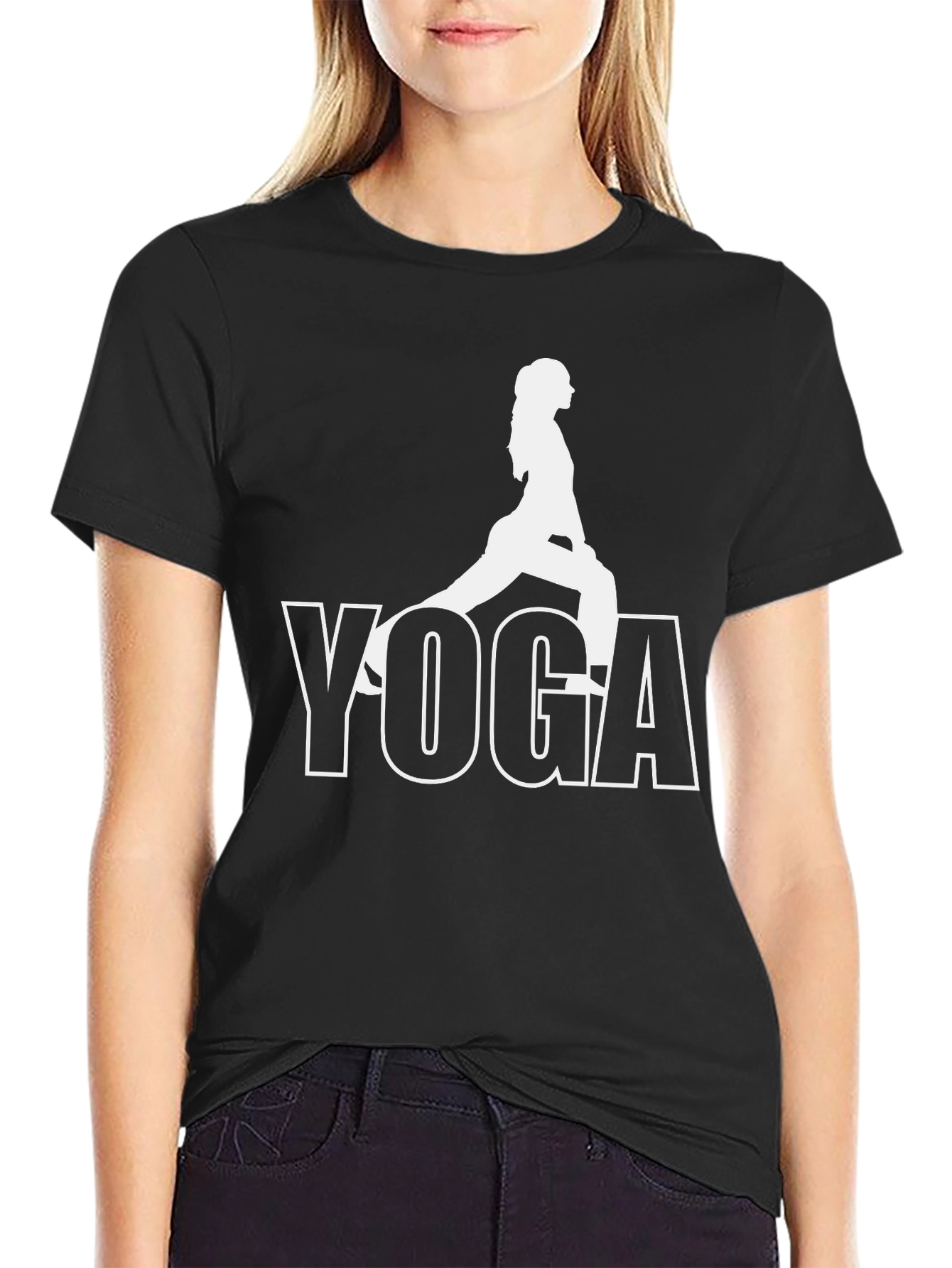 Black Yoga Pose Graphic Tee - Black Unisex T-Shirt view 2