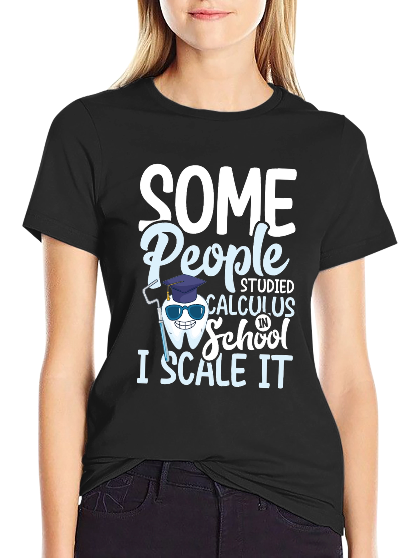 Black Dental Humor T-Shirt: Scale Calculus view 2