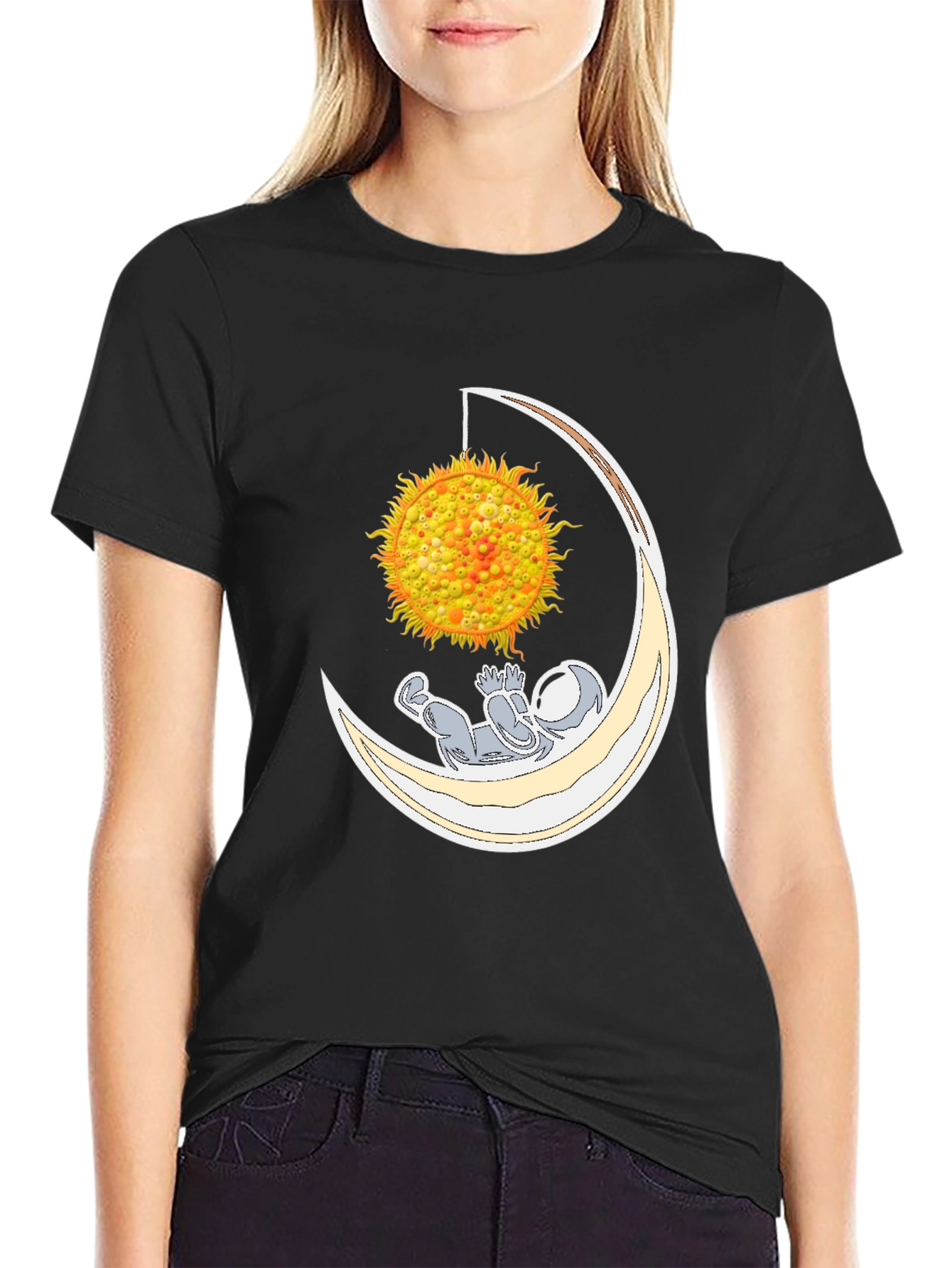 Black Astronaut Moon Hammock Graphic Tee view 2