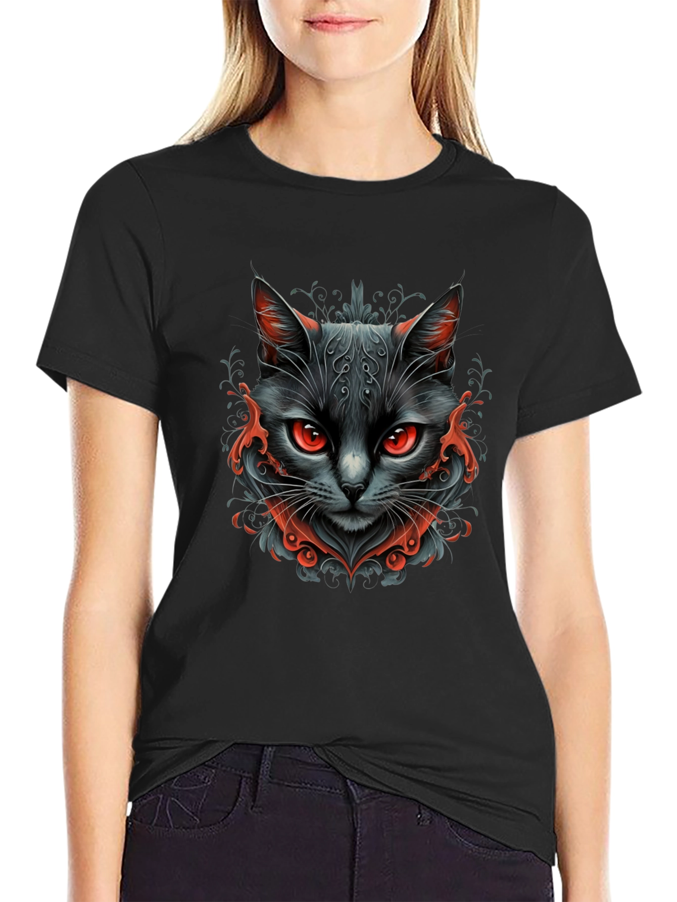 Black Black Cat Graphic Tee - Men's Stylish T-Shirt view 2