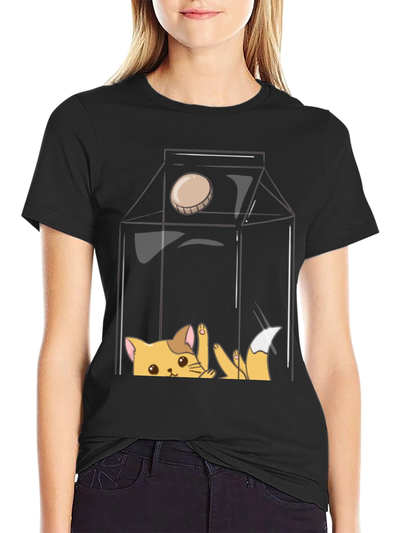 Black Cat Milk Carton Graphic Tee view 2