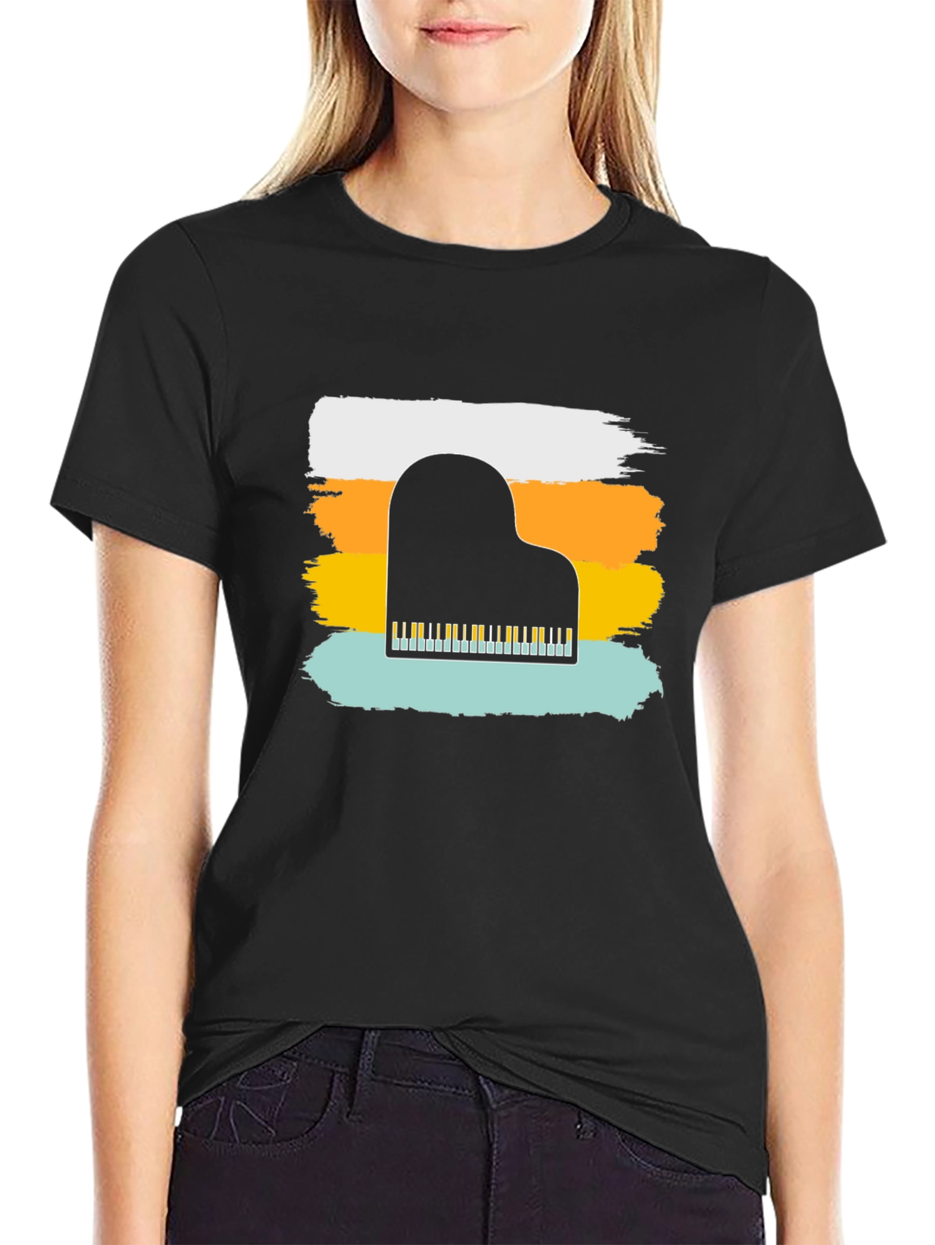 Piano Keys Graphic T-Shirt - Retro Style Tee - 2