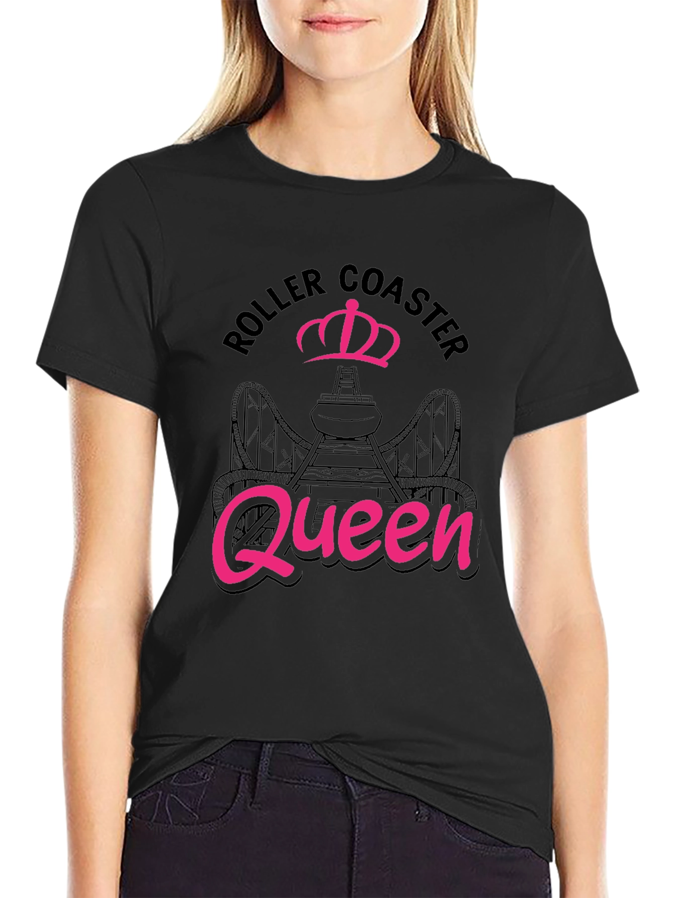 Black Roller Coaster Queen Black Tee view 2