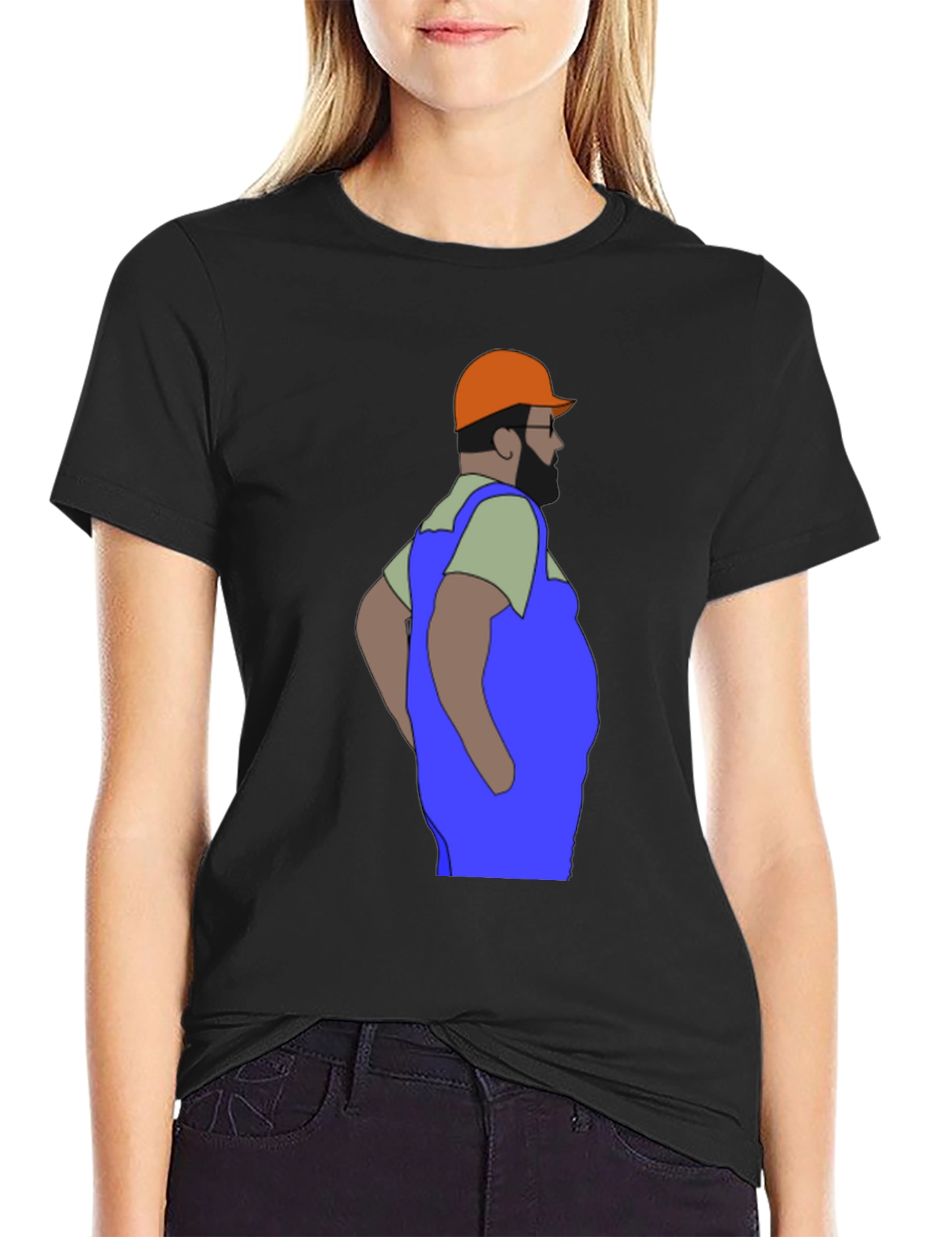 Black Cartoon Plumber Graphic T-Shirt view 2