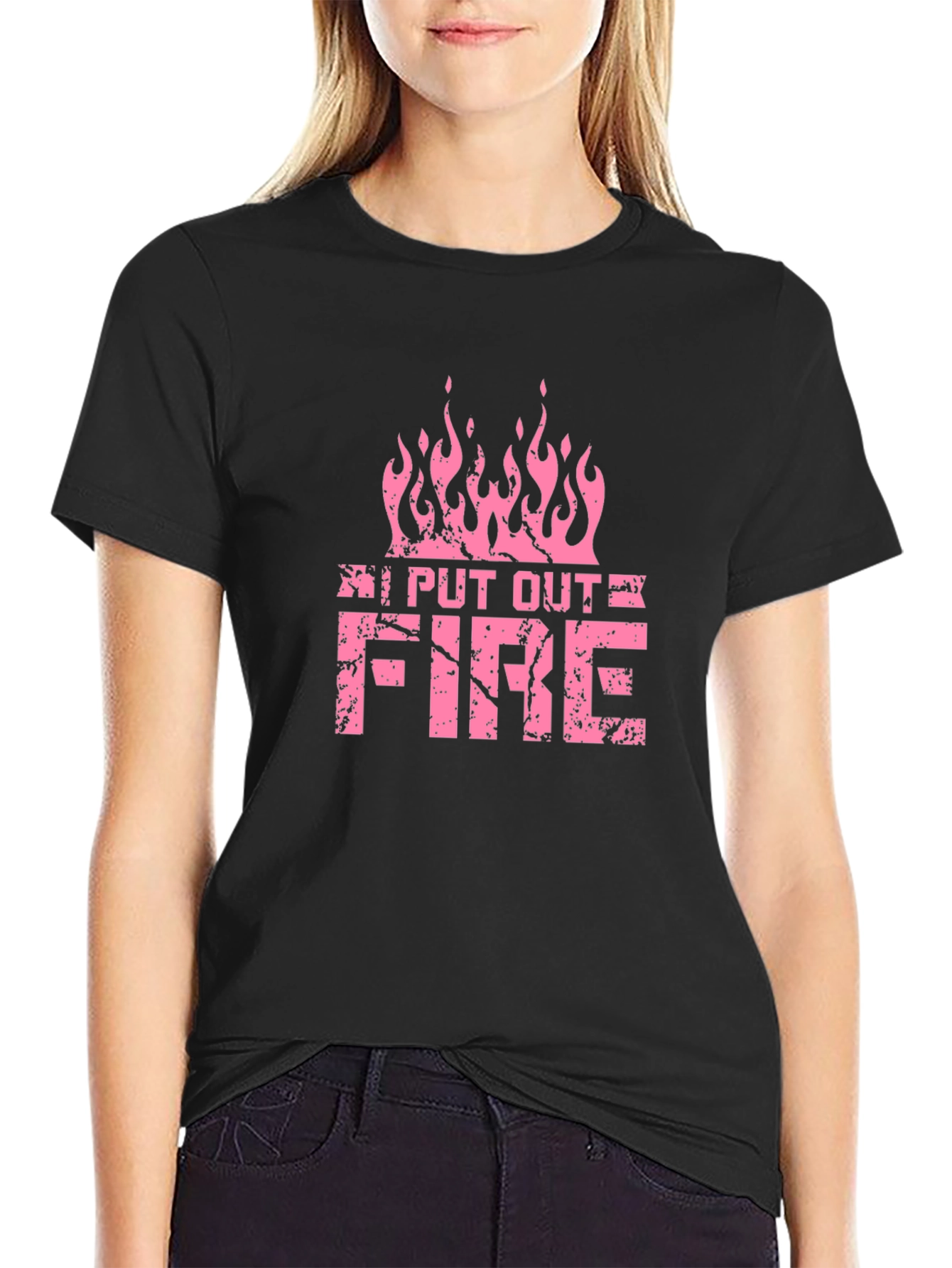 Black I Put Out Fire T-Shirt Funny Firefighter Tee view 2