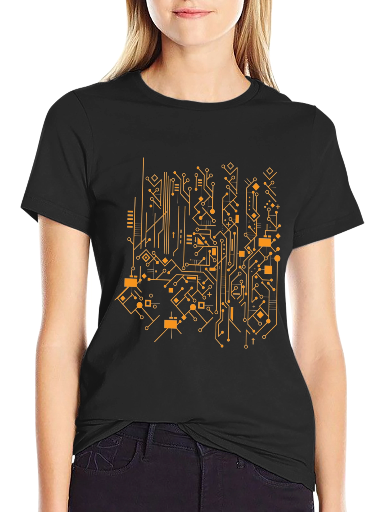 Black Tech Circuit Board Graphic Tee - Modern Style view 2