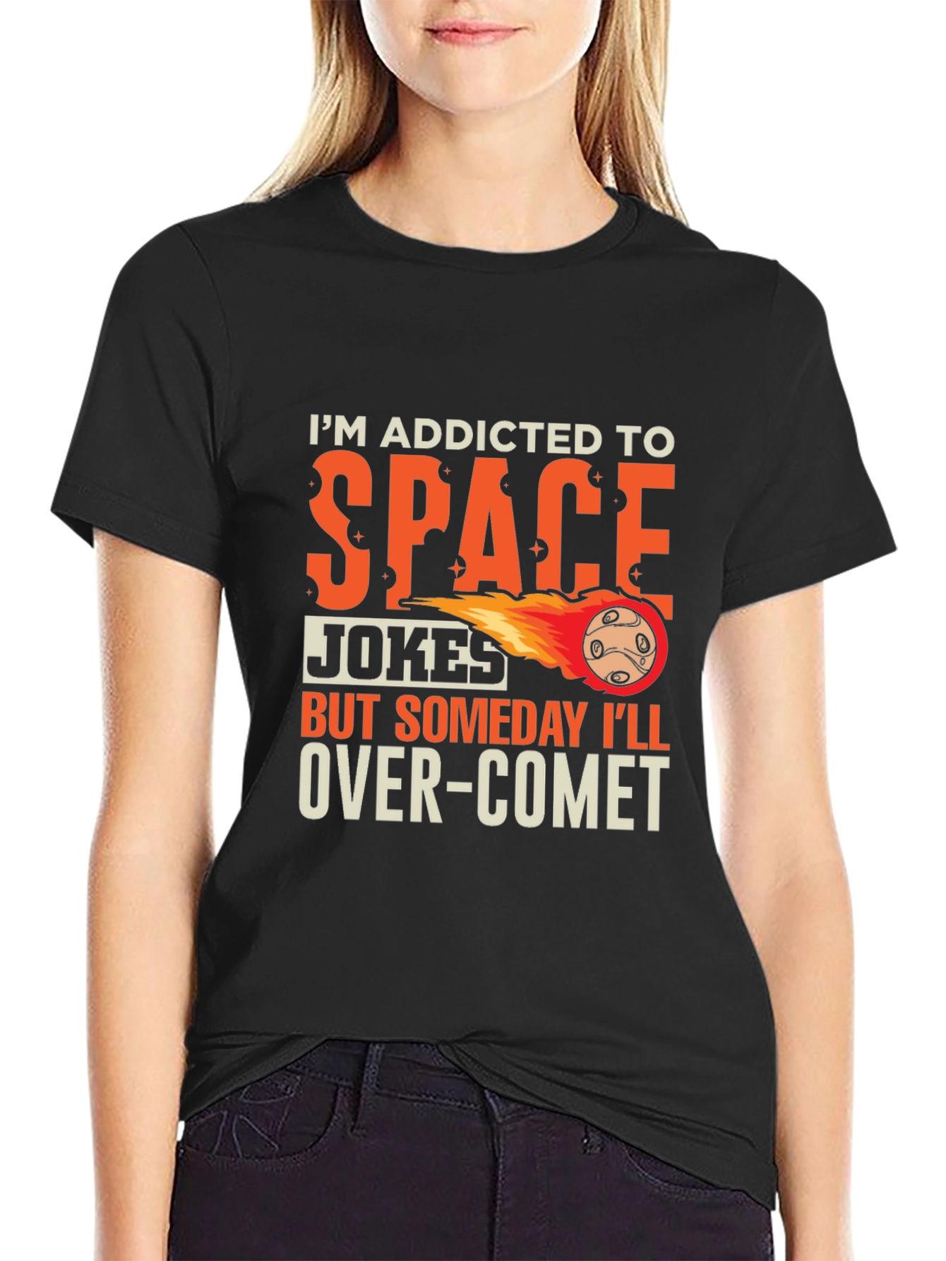 Black Addicted To Space Jokes T-Shirt view 2