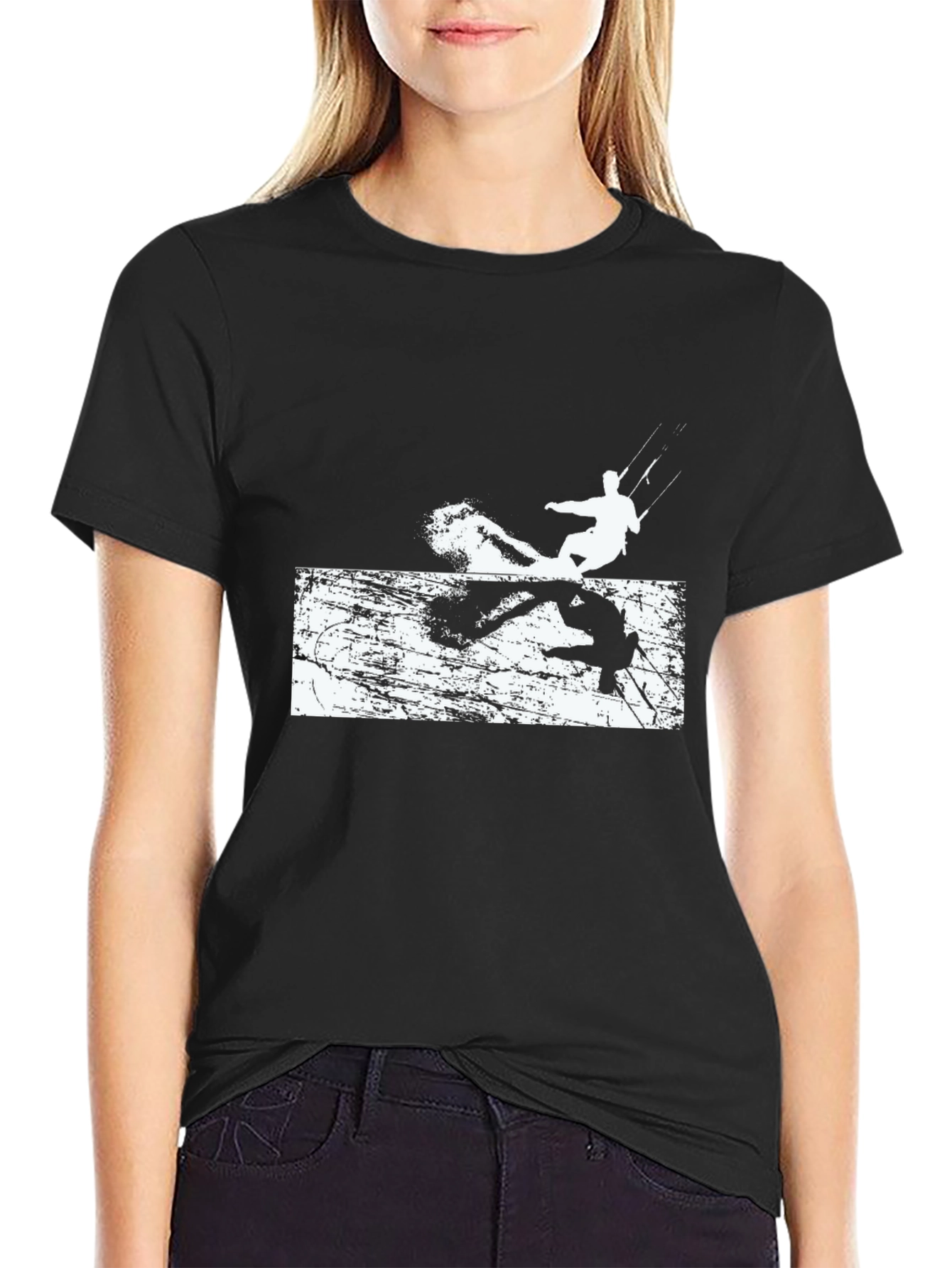 Black Cool Kitesurfing Black Tee Shirt view 2