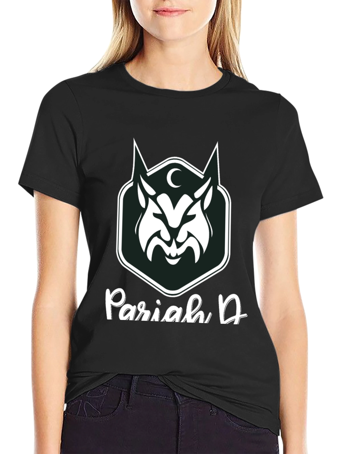 Black Pariah D Graphic Tee - Dark Wolf Design view 2