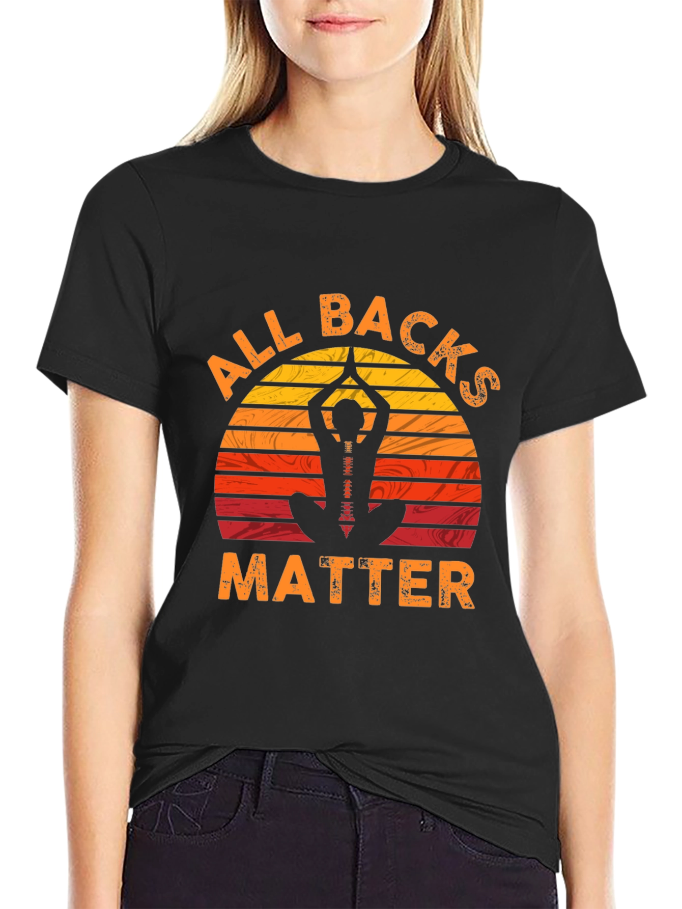 Black All Backs Matter Yoga T-Shirt view 2