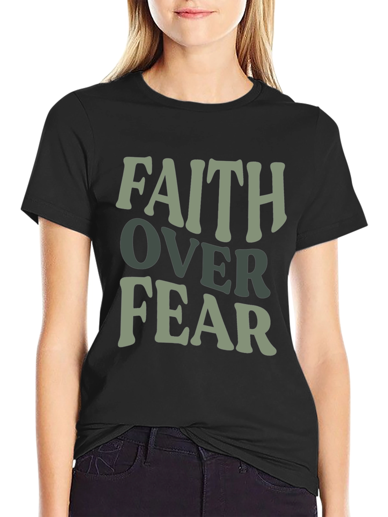 Black Faith Over Fear Graphic T-Shirt - Men's Black Tee view 2