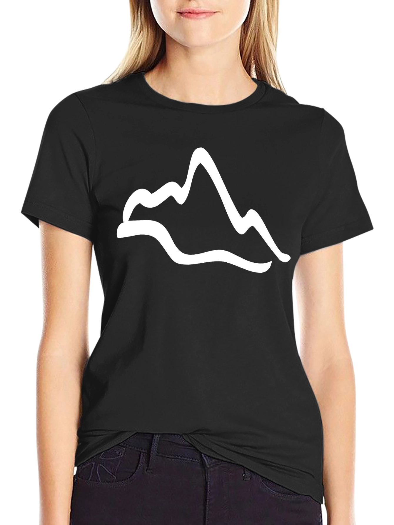 Black Minimalist Mountain Graphic Tee - Black view 2