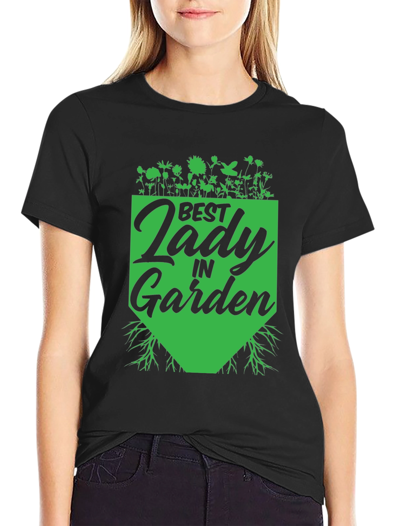 Black Best Lady in Garden T-Shirt - Gardener Gift view 2