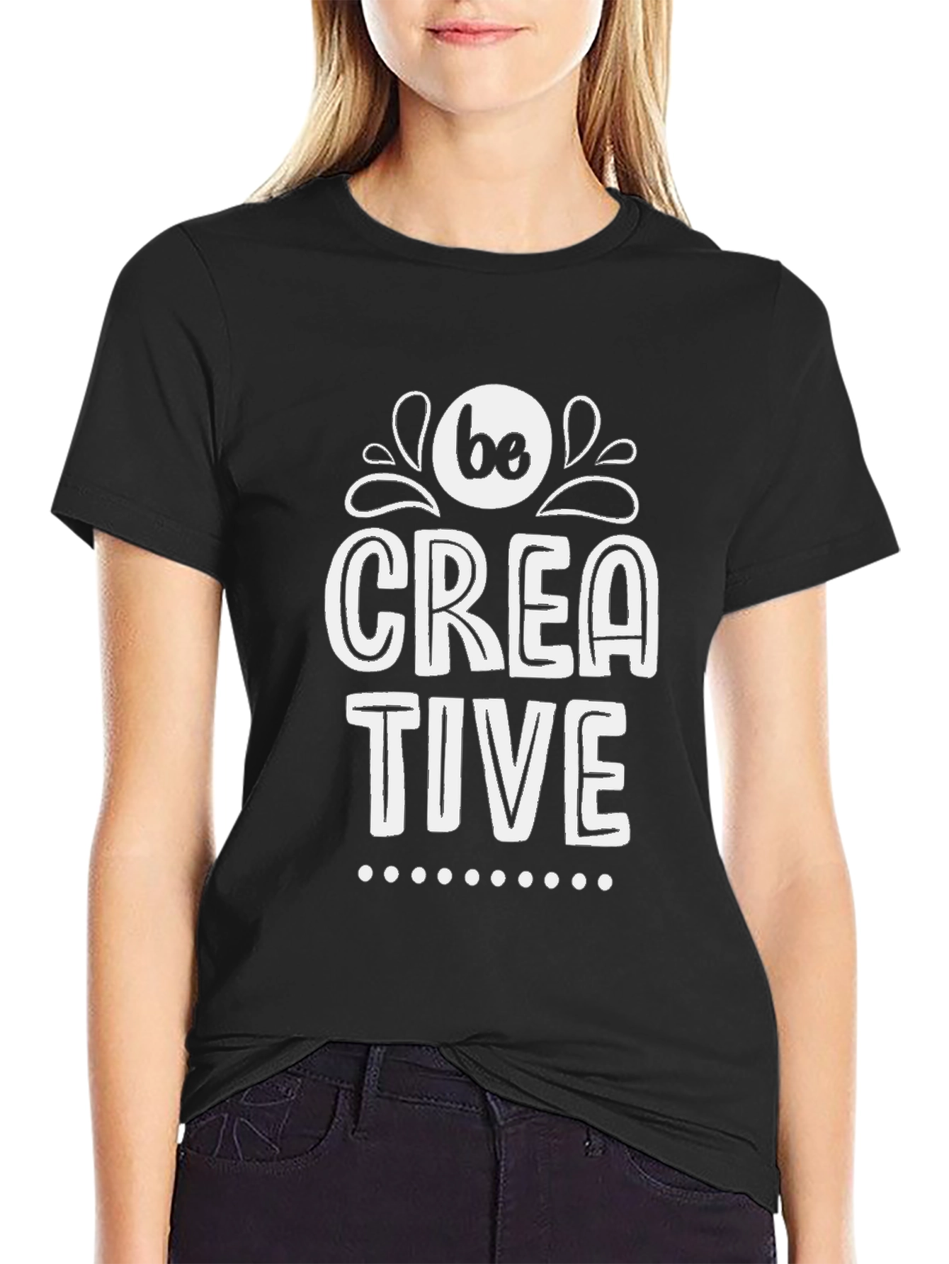 Black Be Creative Graphic Tee - Black Cotton Blend view 2