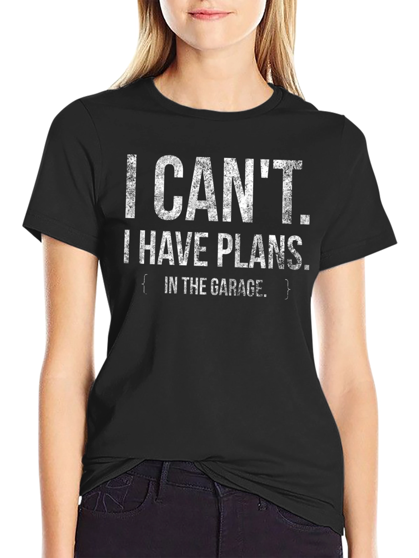 Black I Can't I Have Plans in the Garage T-Shirt view 2