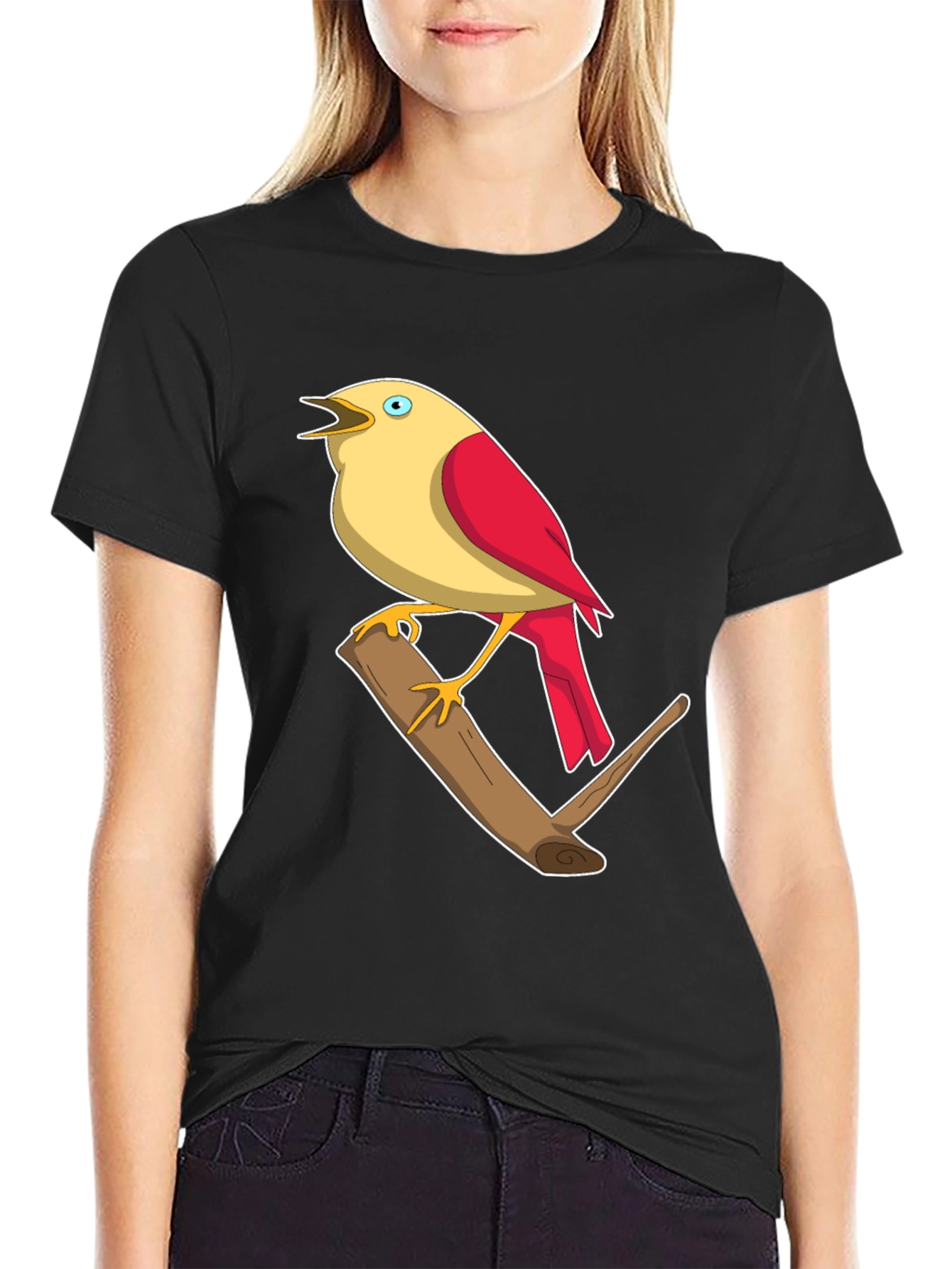 Black Bird on Branch Graphic T-Shirt view 2