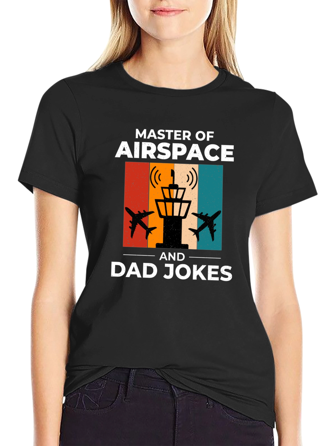 Black Master of Airspace Dad Jokes Funny T-Shirt view 2