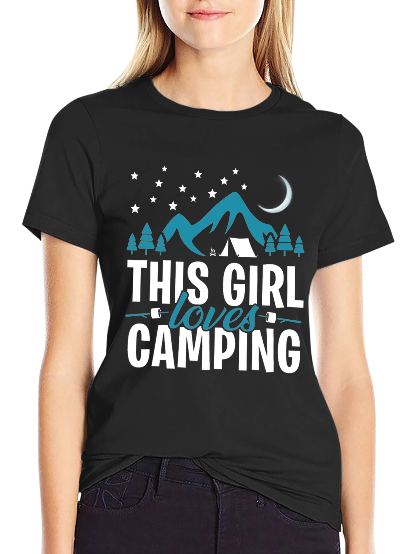 Black This Girl Loves Camping T-Shirt view 2