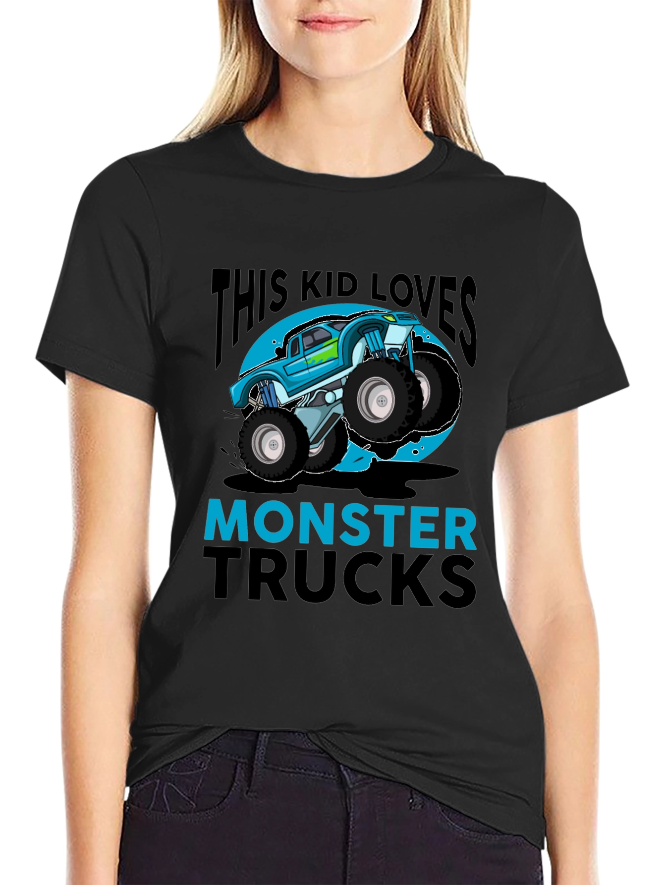 Kids' Monster Truck T-Shirt - Blue Graphic Design - 2