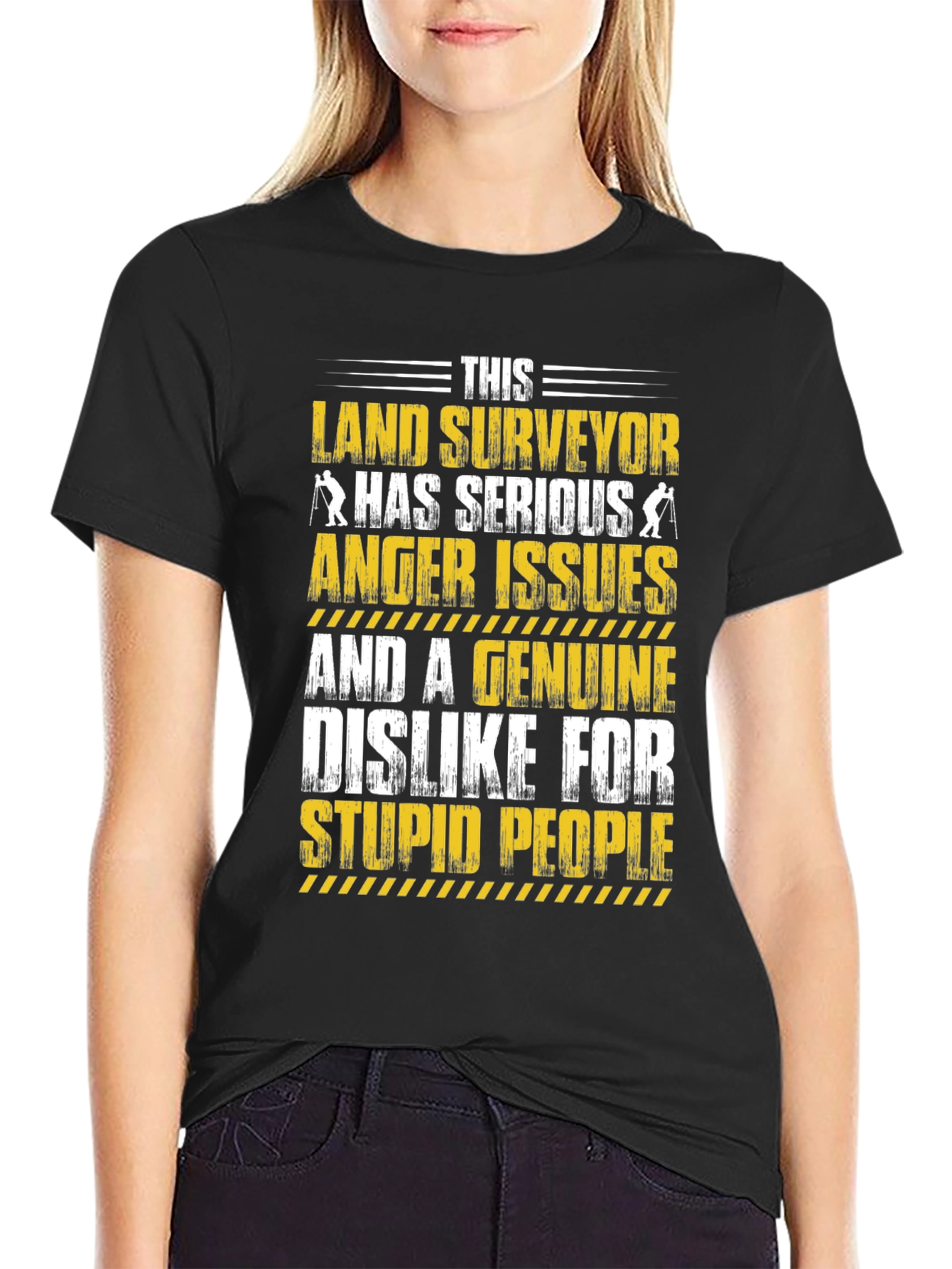 Black Land Surveyor Anger Issues T-Shirt view 2