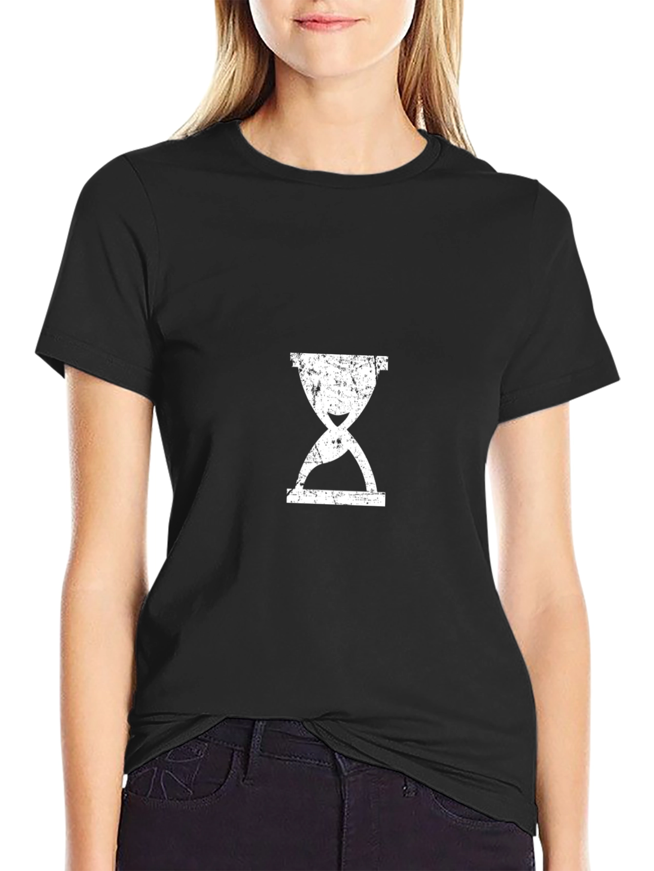 Black Vintage Hourglass Graphic T-Shirt view 2