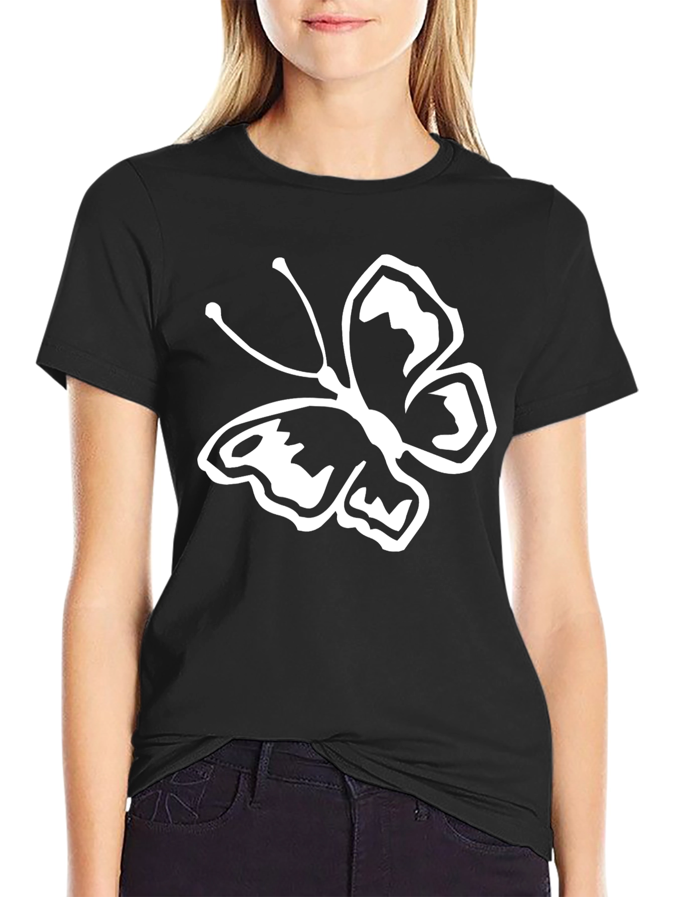 Black Butterfly Graphic Black T-Shirt view 2