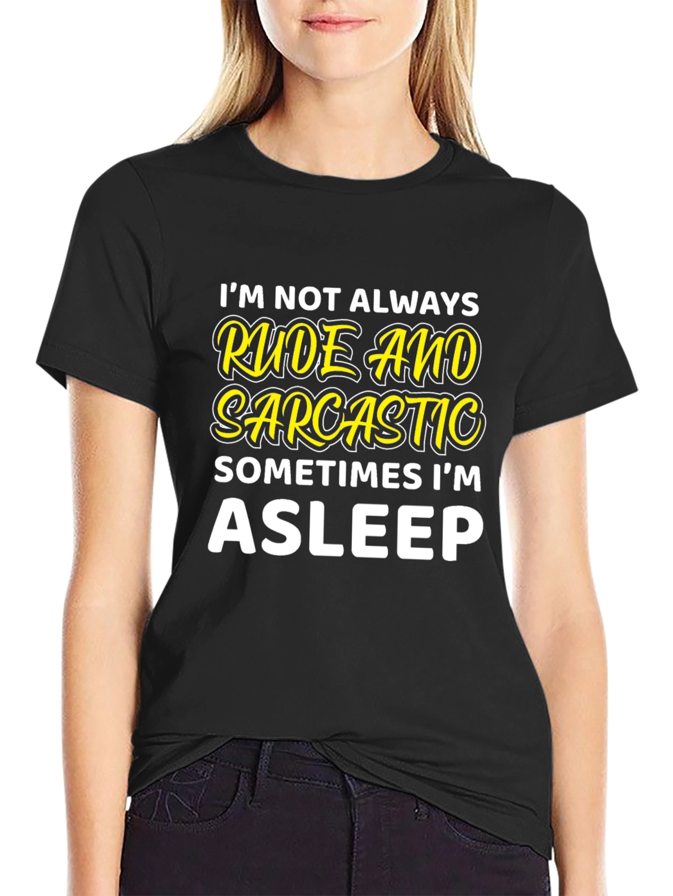 Black Rude & Sarcastic Asleep T-Shirt view 2