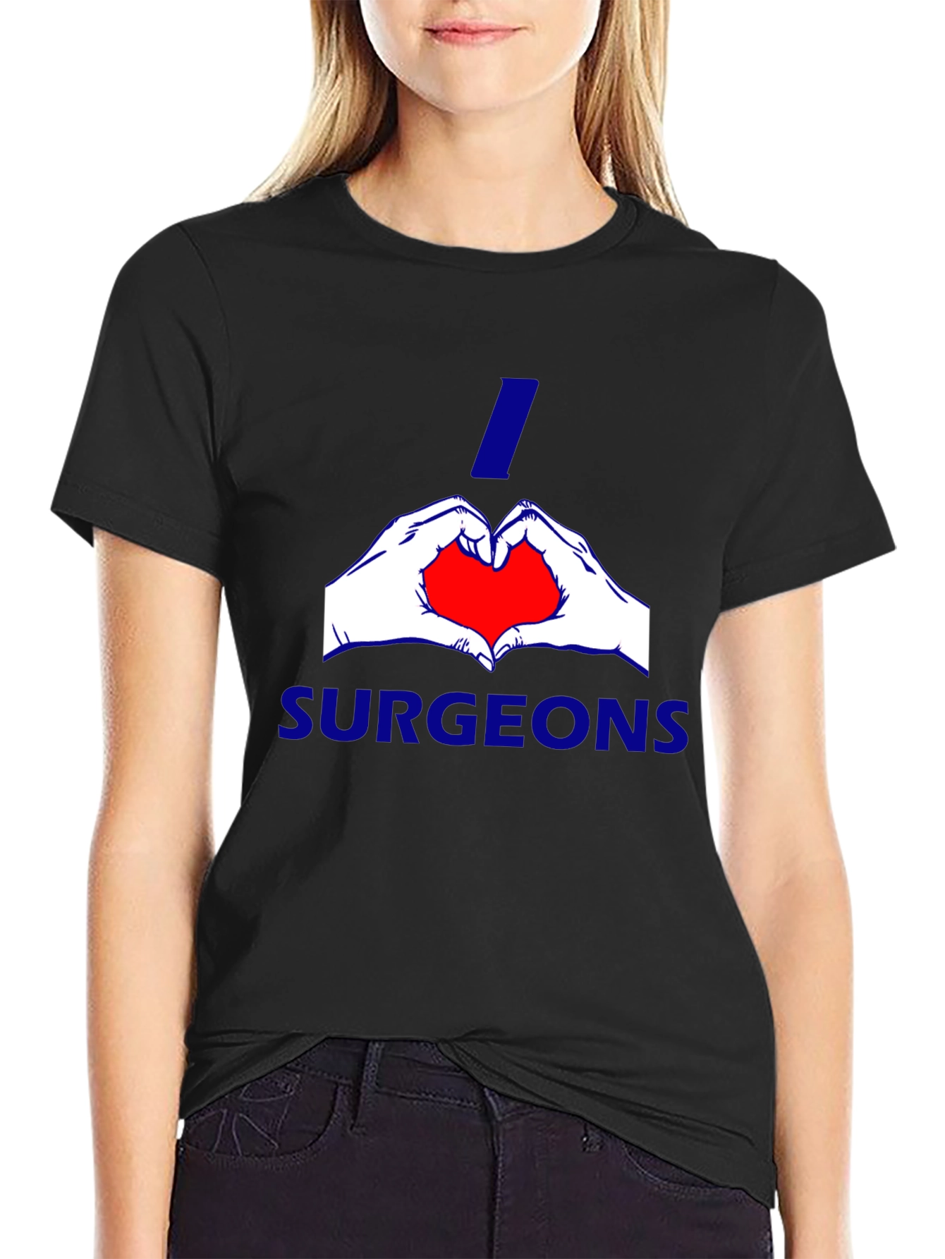Black I Heart Surgeons Tee - Black Cotton Blend view 2