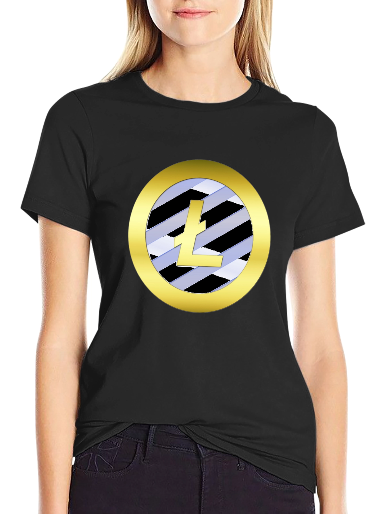 Black Litecoin Crypto Black T-Shirt - Stylish Graphic Tee for Cryptocurrency Fans view 2