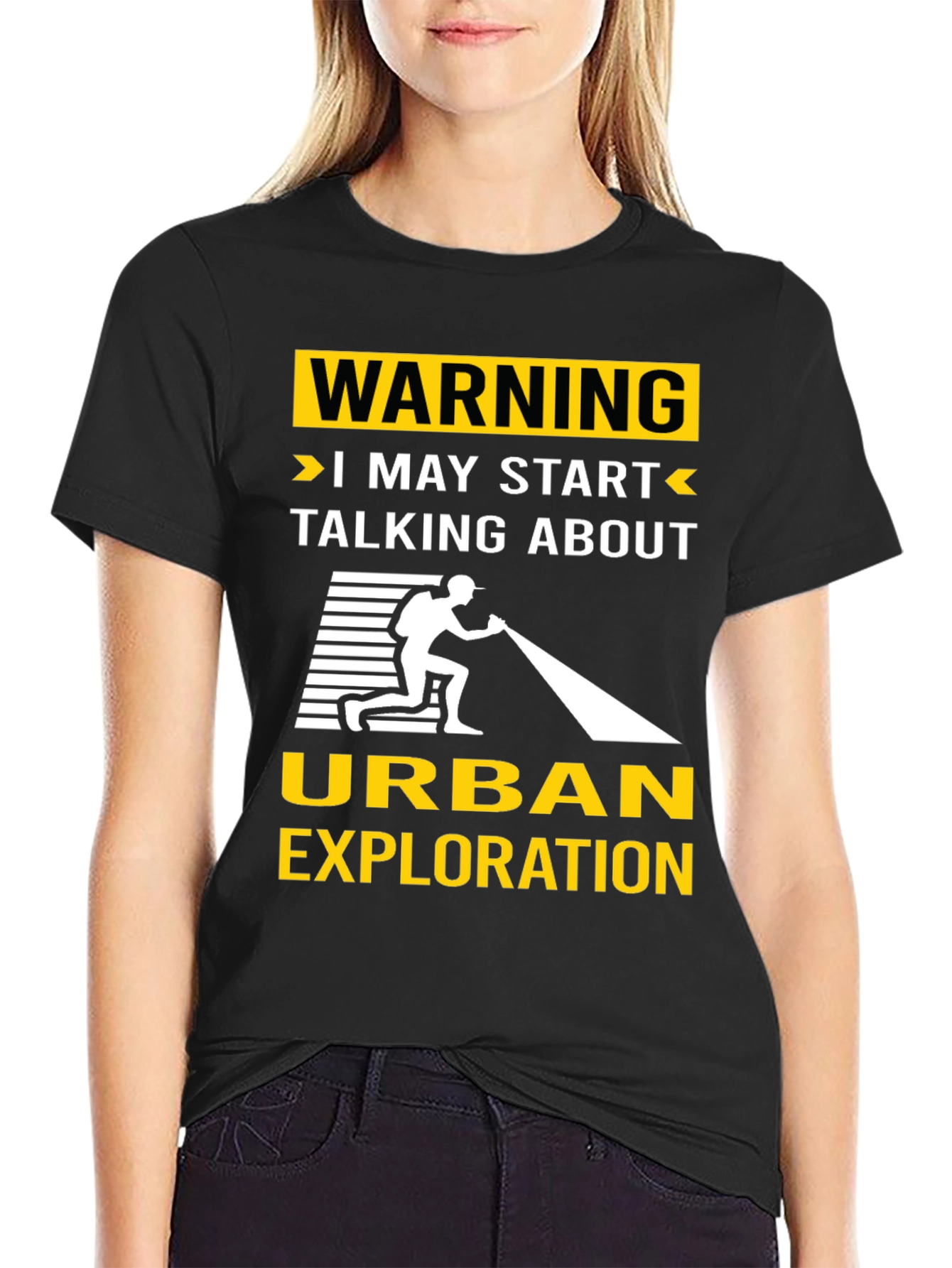 Black Urban Exploration T-Shirt: Warning I May Start Talking view 2
