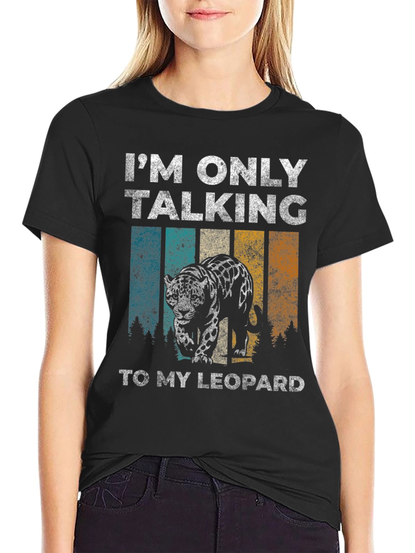 Black Leopard Graphic T-Shirt - Only Talking to My Leopard view 2