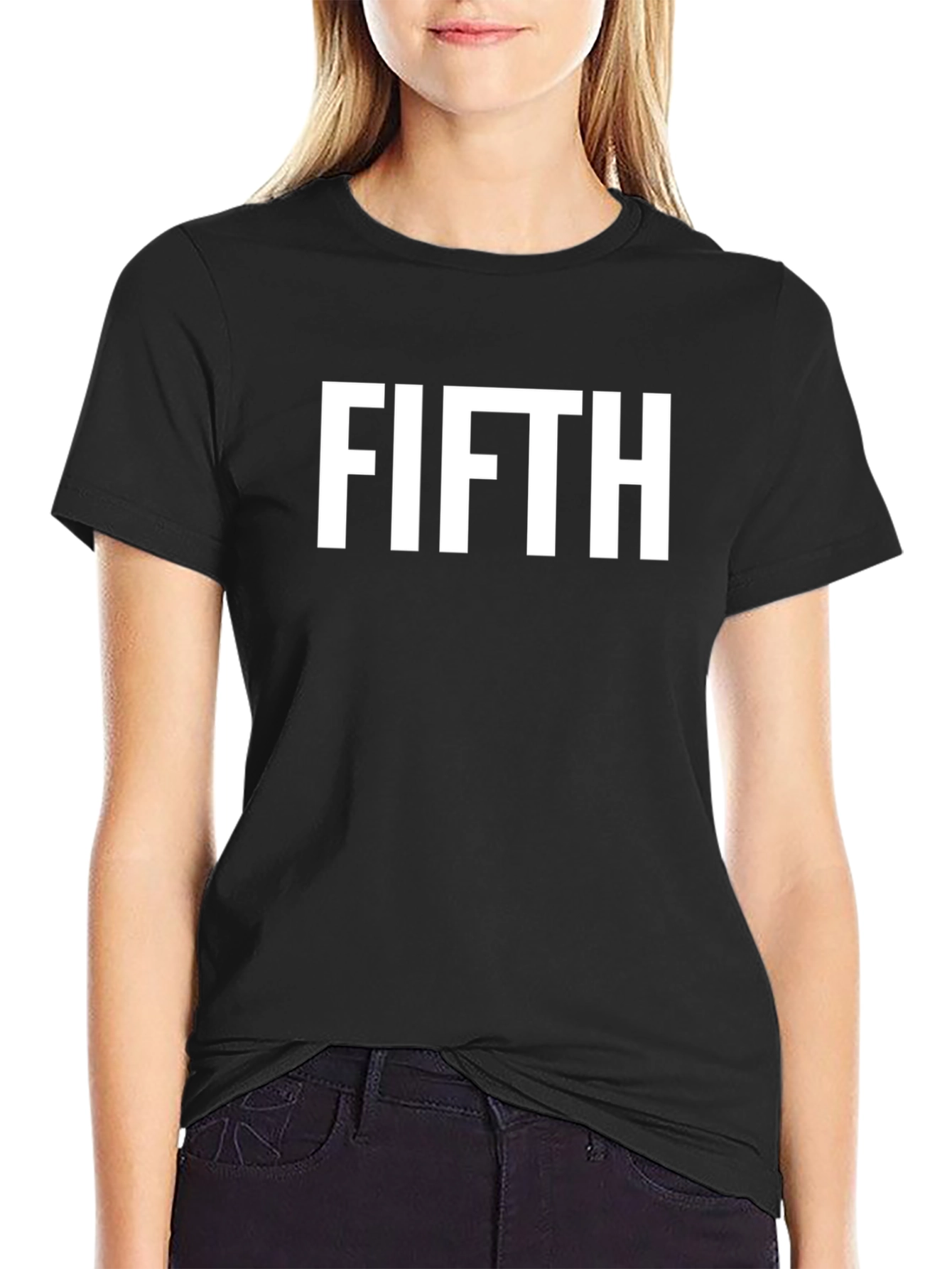 Black FIFTH Graphic Print Crew Neck T-Shirt view 2
