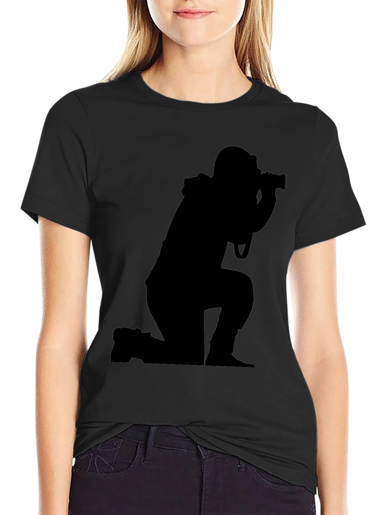 Black Photographer Silhouette Black T-Shirt view 2