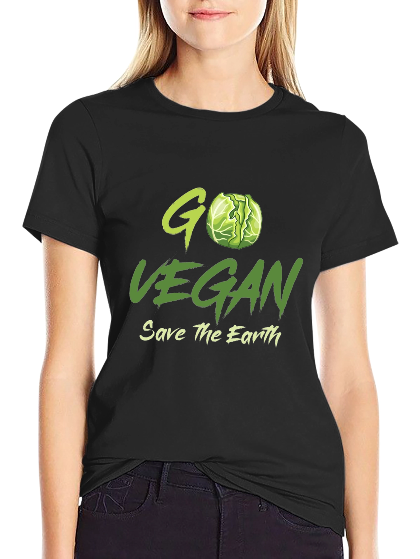 Black Go Vegan T-Shirt - Save the Earth Tee view 2