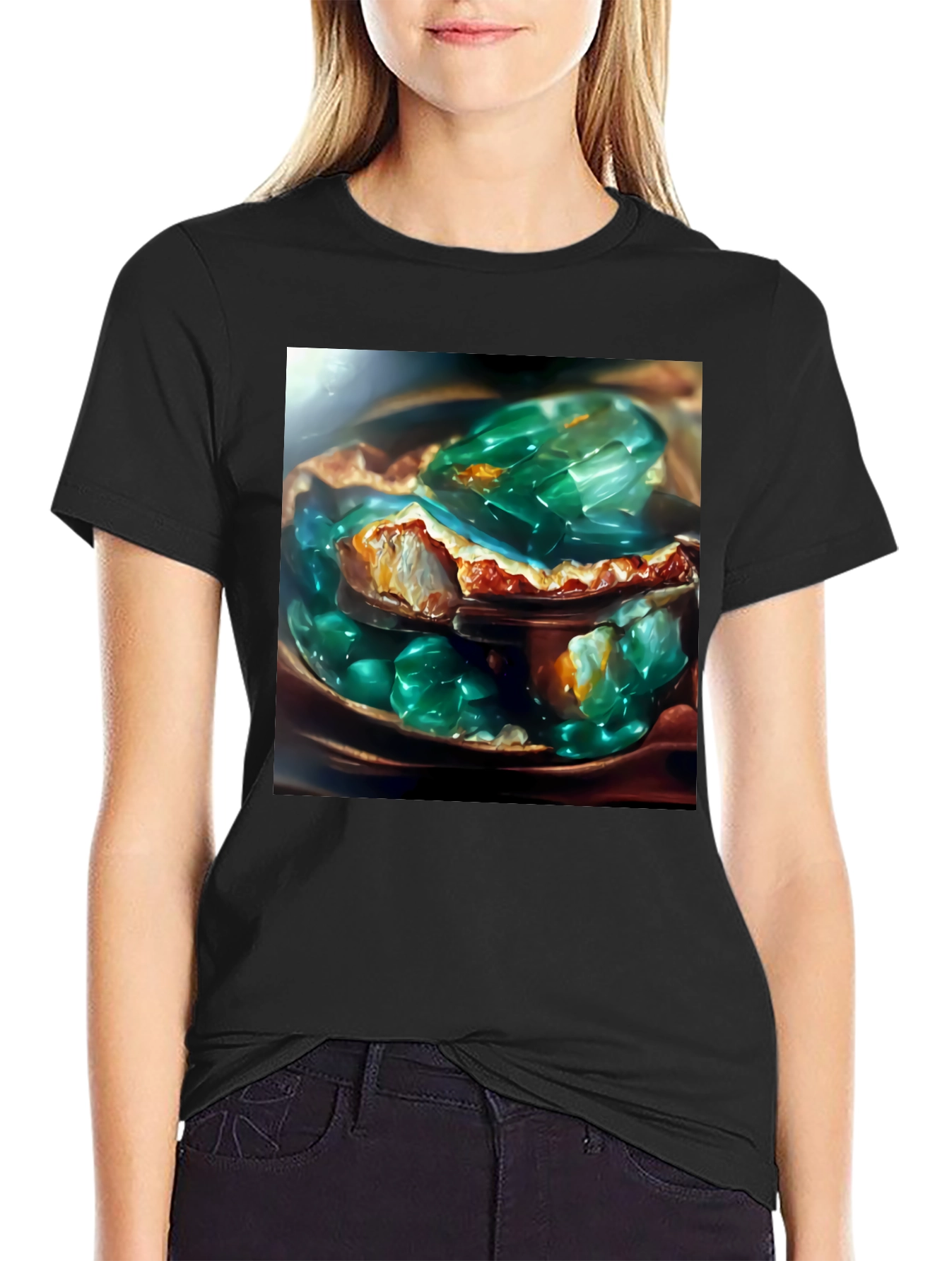 Black Emerald Jelly Pie Graphic Tee - Novelty Dessert T-Shirt view 2