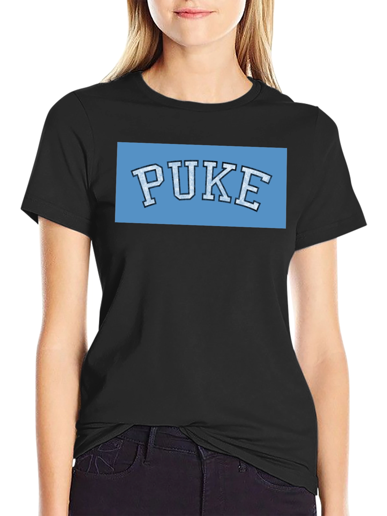 Black PUKE Graphic T-Shirt - College Humor Tee view 2