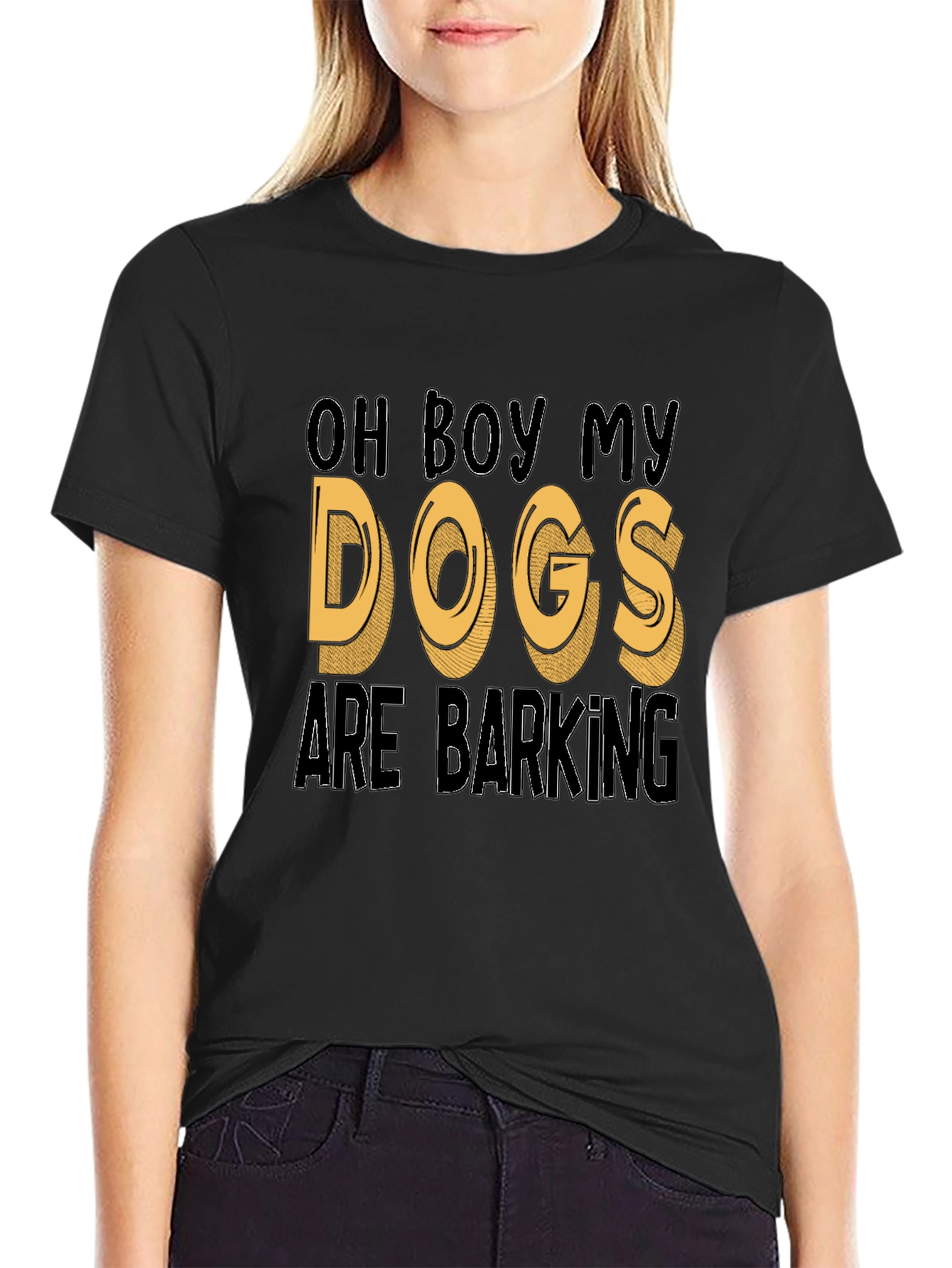 Black Oh Boy My Dogs Are Barking Funny T-Shirt view 2