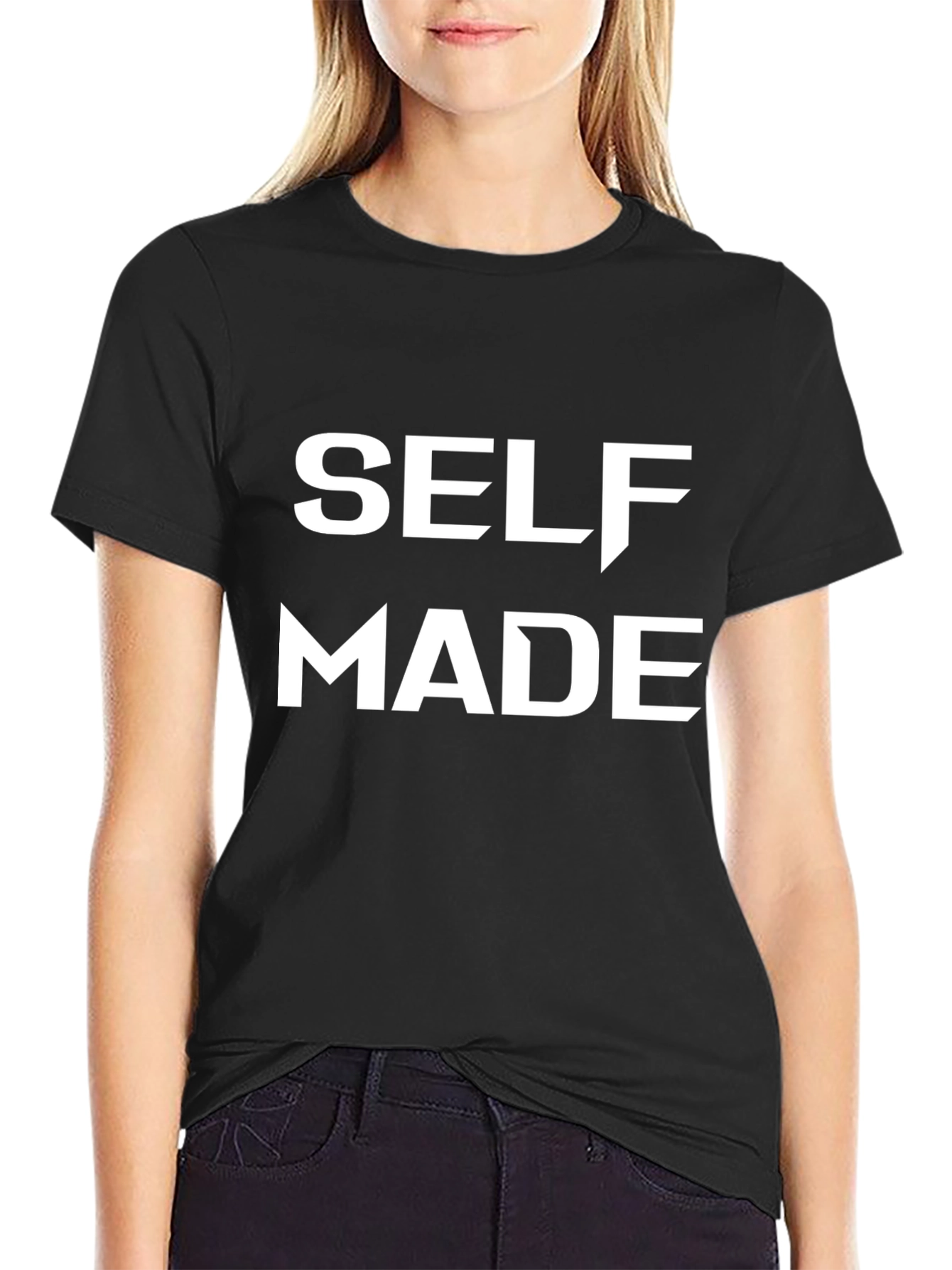 Black Self Made Black T-Shirt - Bold Statement Tee view 2