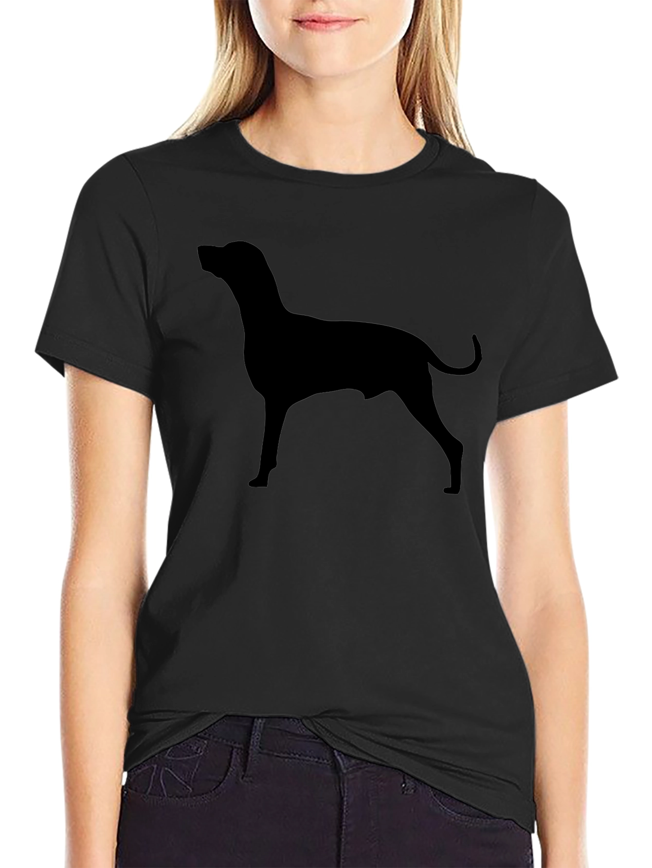 Black Dog Silhouette T-Shirt - Stylish Minimalist Design view 2