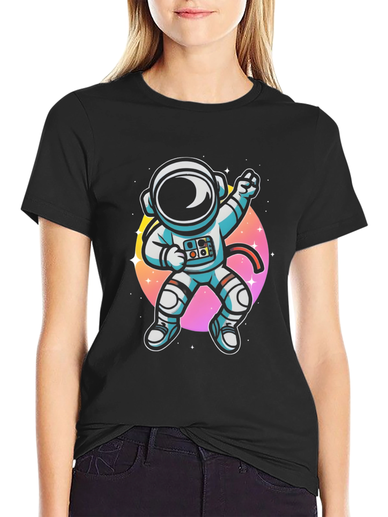 Black Astronaut Graphic Tee - Space Explorer T-Shirt view 2