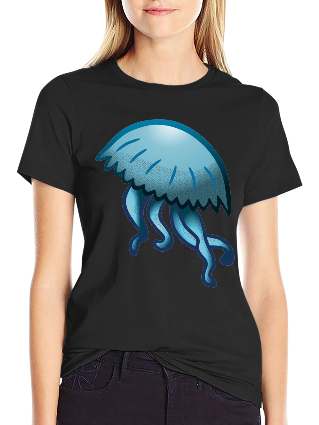 Black Jellyfish Graphic Tee - Cool Casual Style view 2