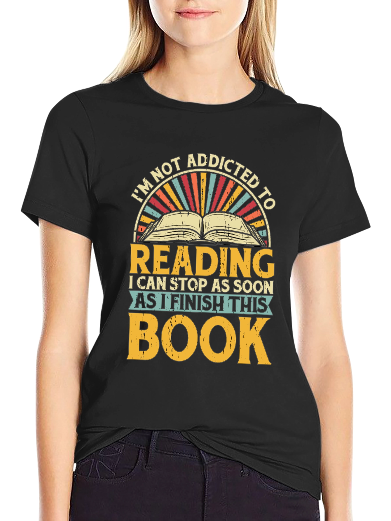 Black Addicted To Reading T-Shirt - Funny Book Lover Tee view 2