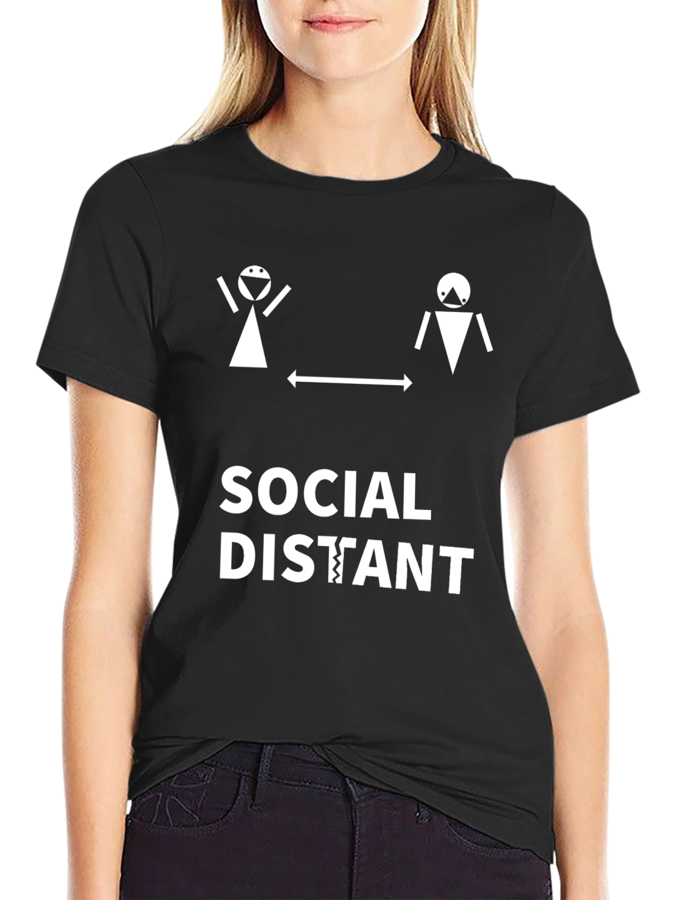 Black Social Distant T-Shirt - Stay Safe & Stylish! view 2