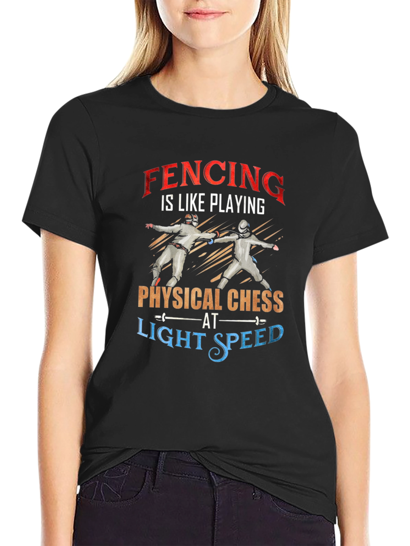 Black Fencing is Like Playing Physical Chess T-Shirt view 2