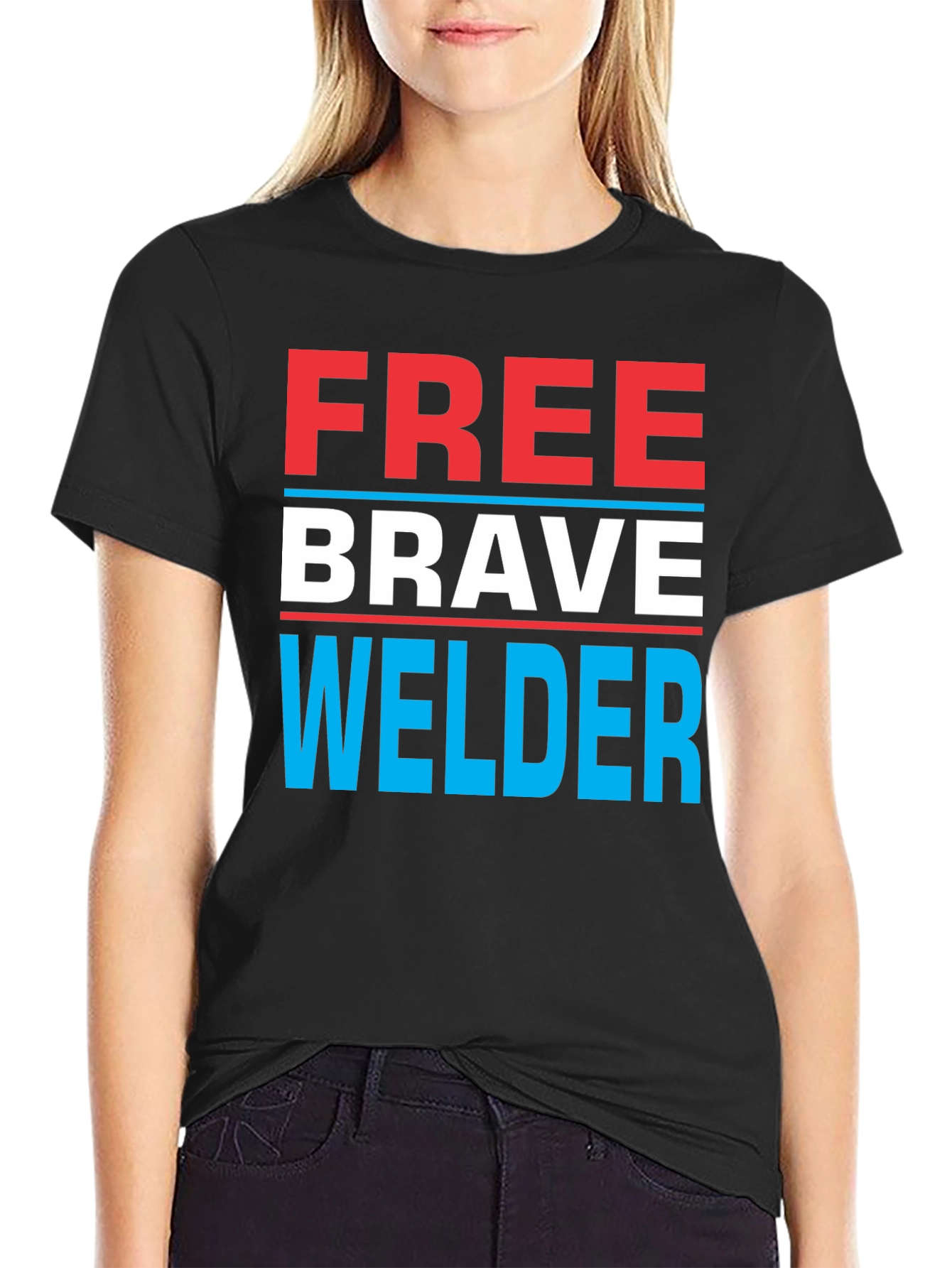 Black Free Brave Welder Graphic Tee - Black view 2