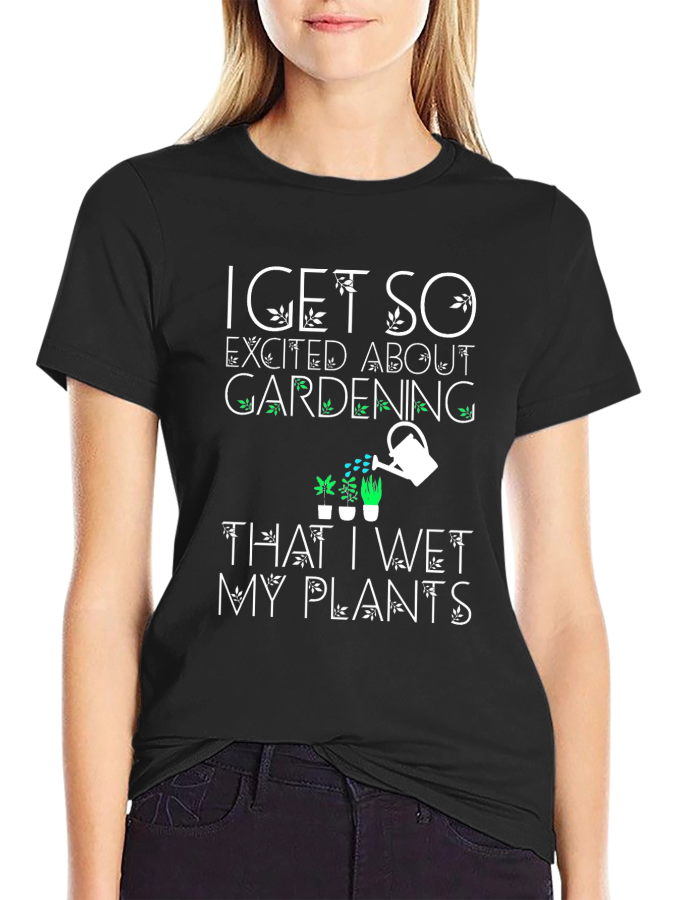 Black Funny Gardening T-Shirt - Wet My Plants! view 2