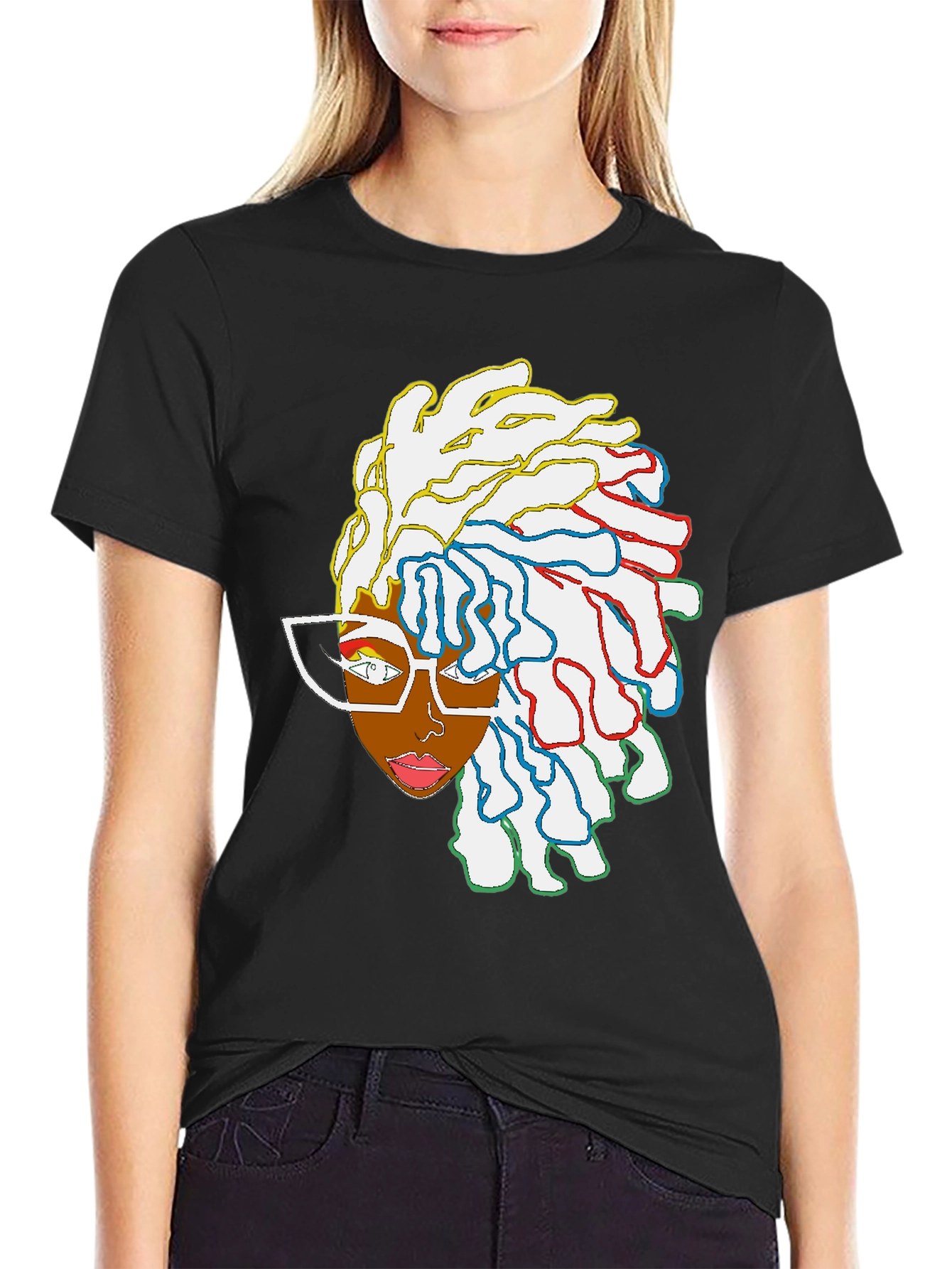 Black Cool Graphic Tee - Abstract Afro Art view 2