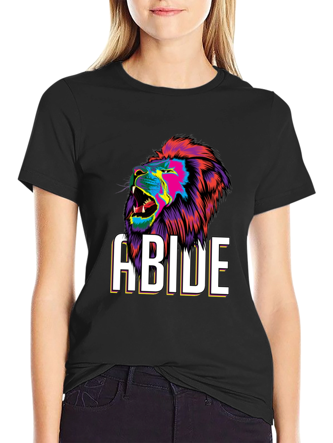Black Abide Lion Graphic Tee - Bold Style view 2